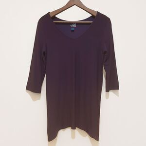 Clara Sun Woo Tunic Top Womens Size S Liquid Knit Purple Minimalist Lagenlook‎